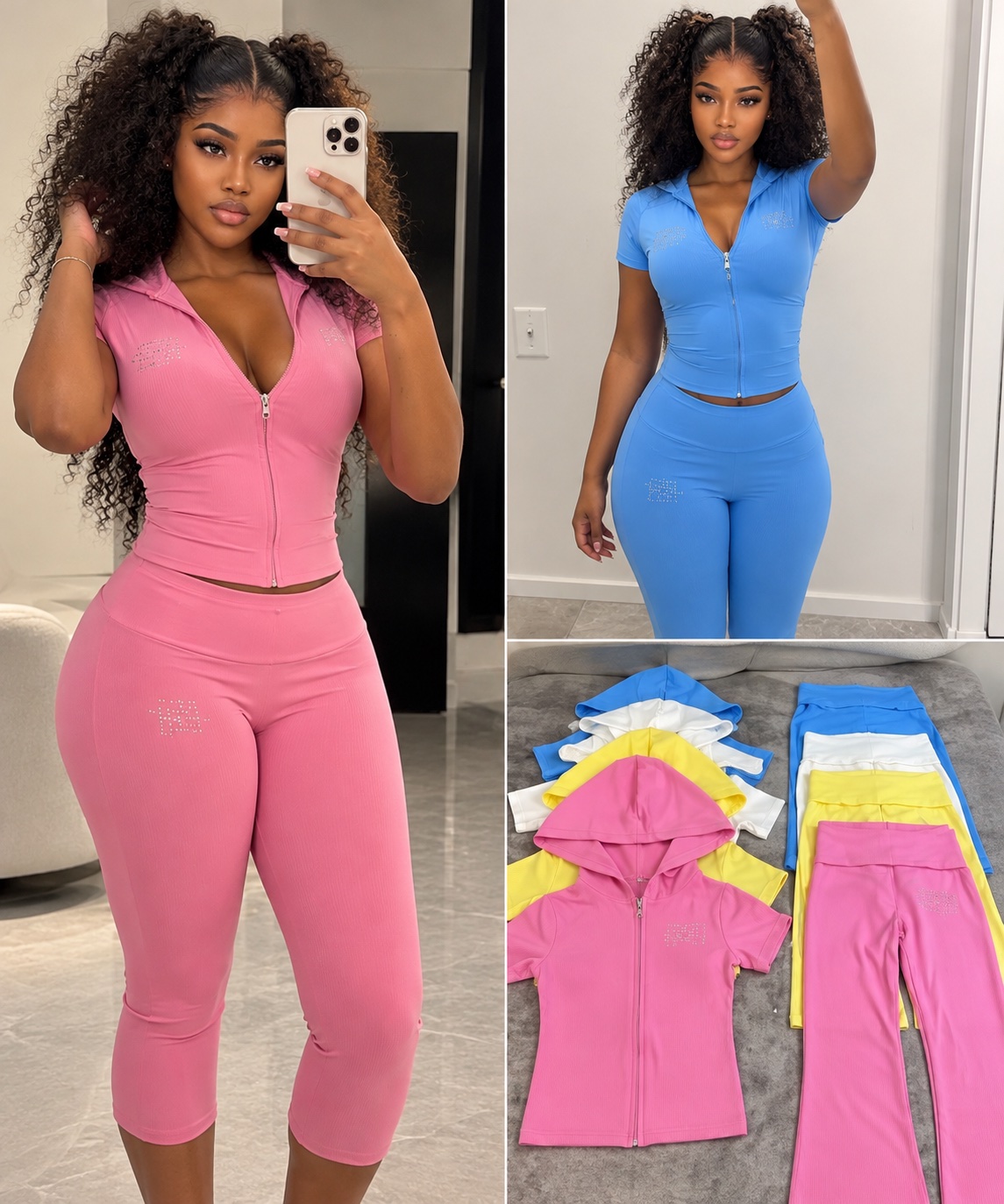 Ensemble sportif coloré à capuche