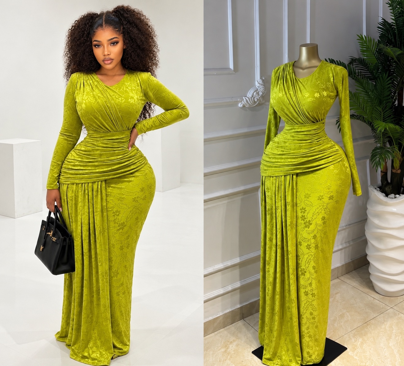 Robe longue drapée