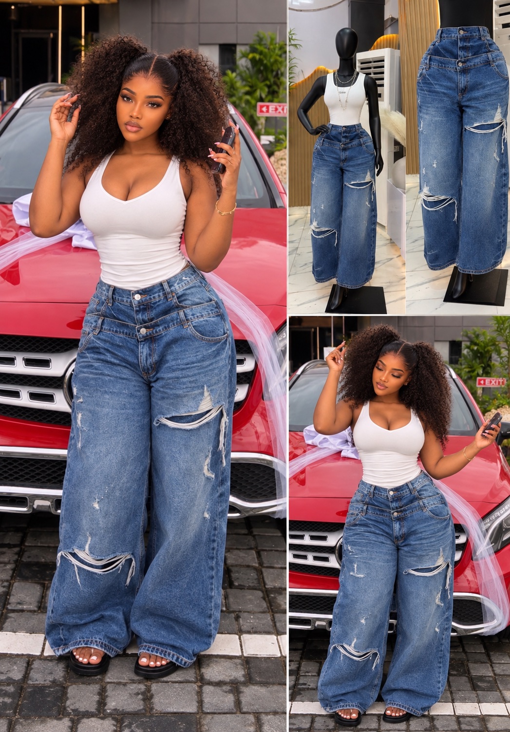 Jean large déchiré