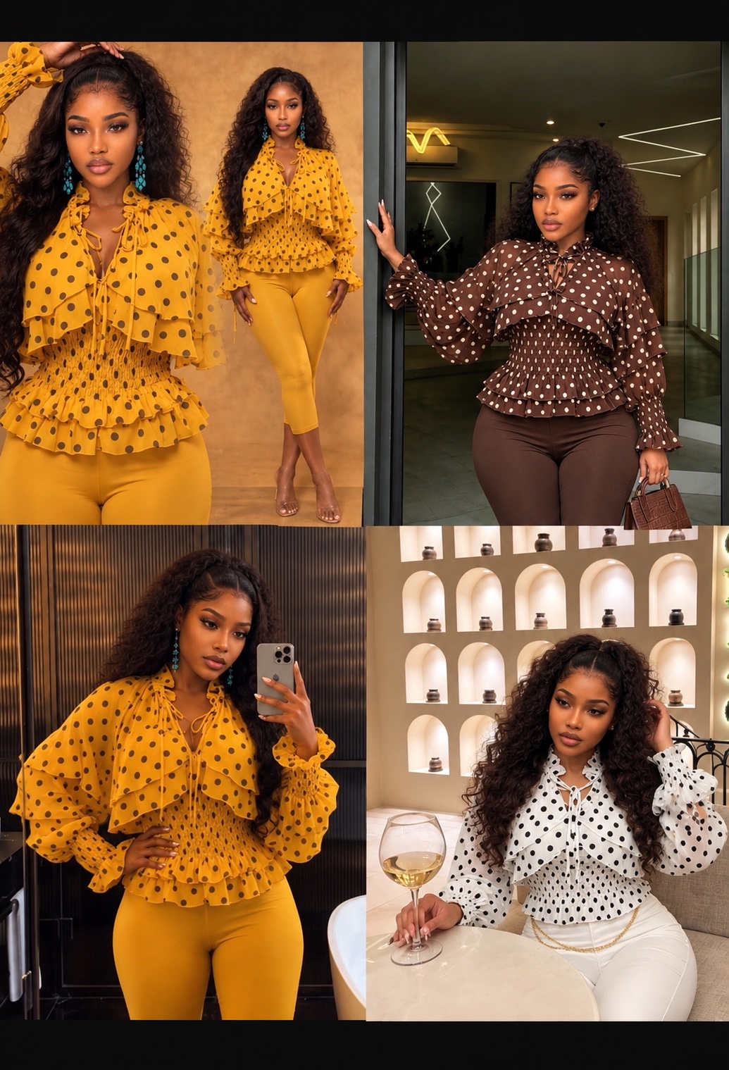Blouse à pois volantée