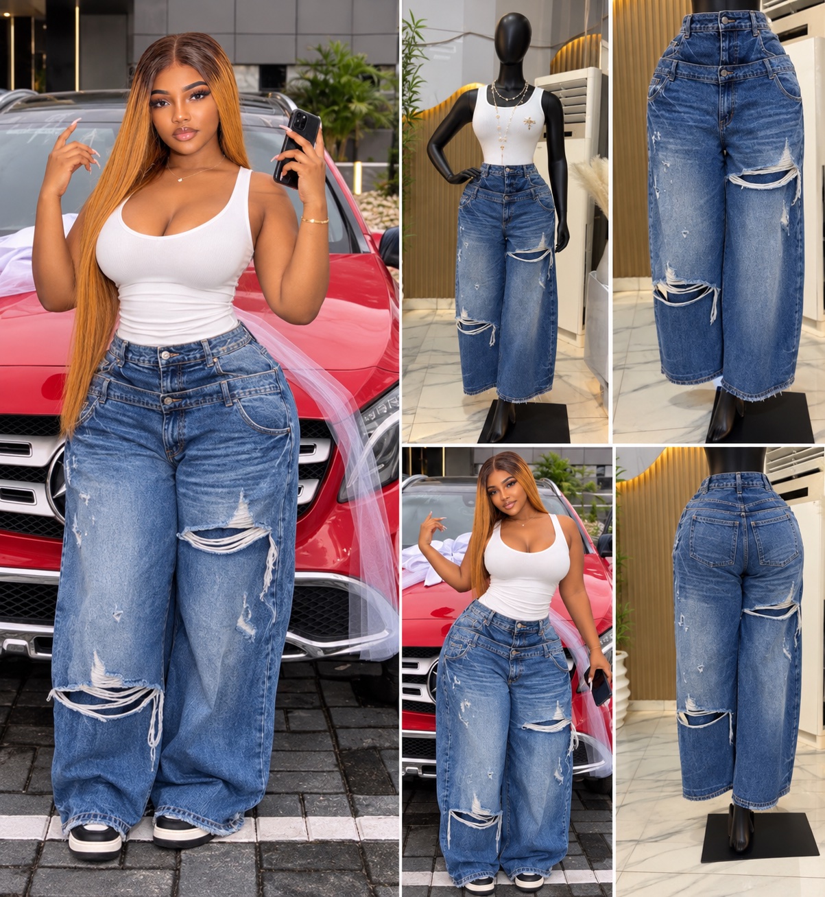 Jean large déchiré