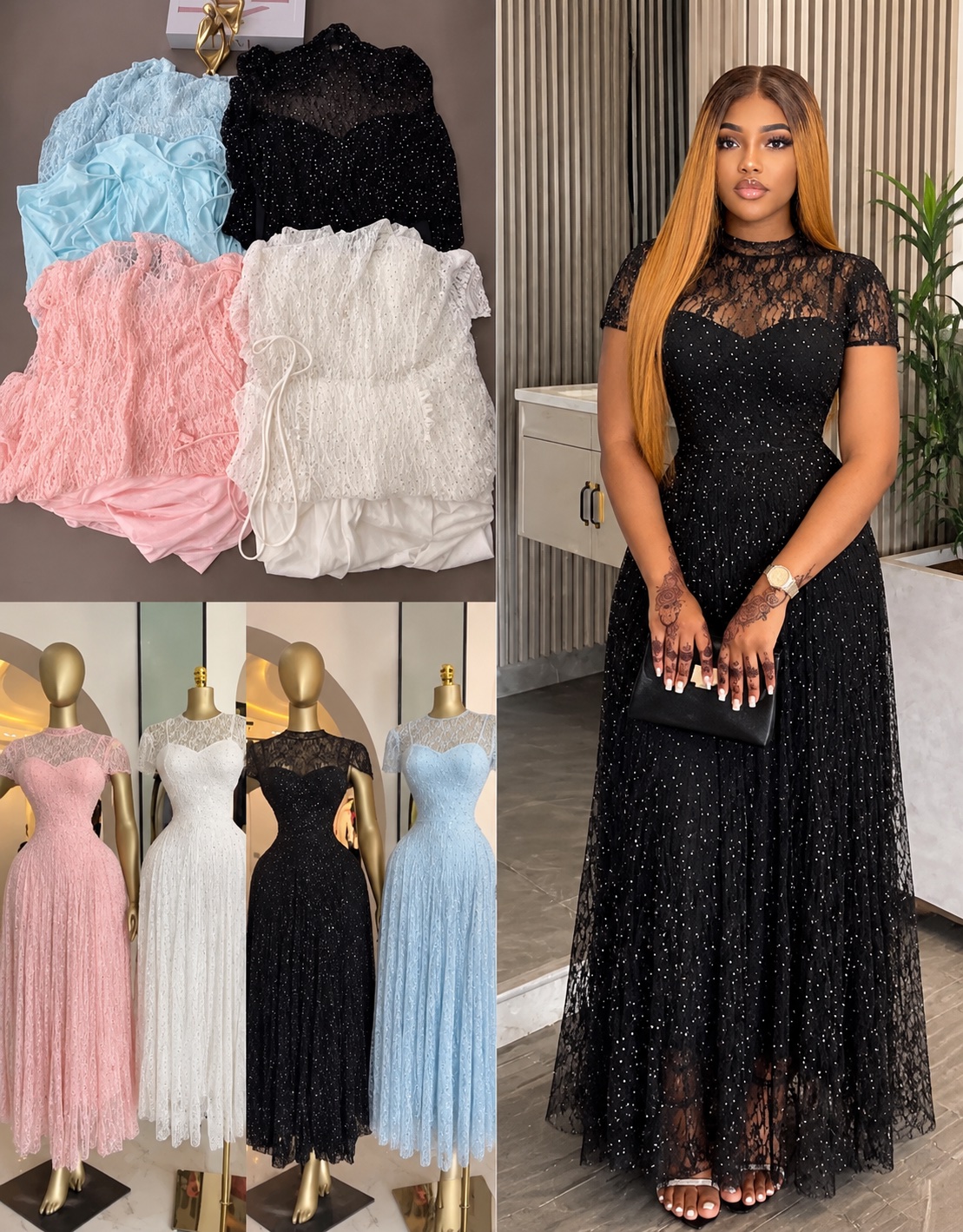 Robe longue en dentelle
