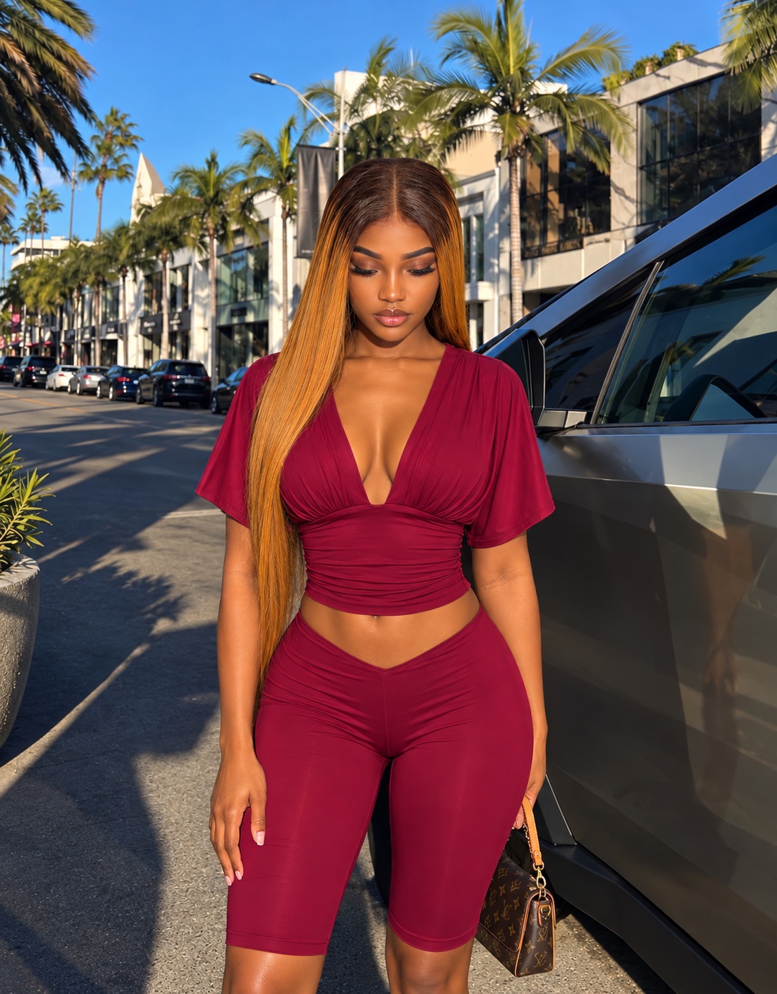 Ensemble top et bermuda moulant